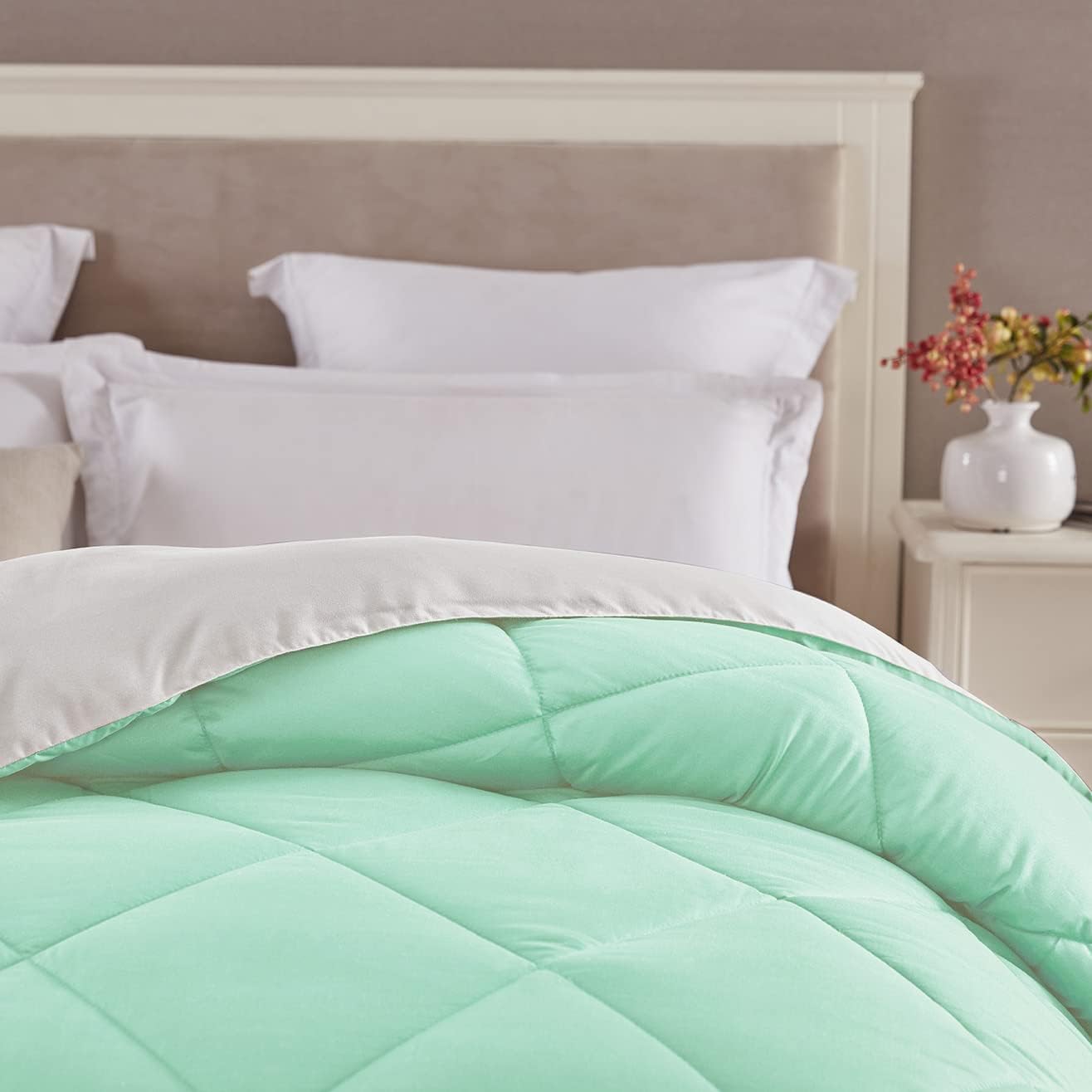 Seward Park Solid – Colcha de microfibra de color reversible, de felpa hipoalergénica y relleno de microfibra ligera, inserto de edredón o colcha