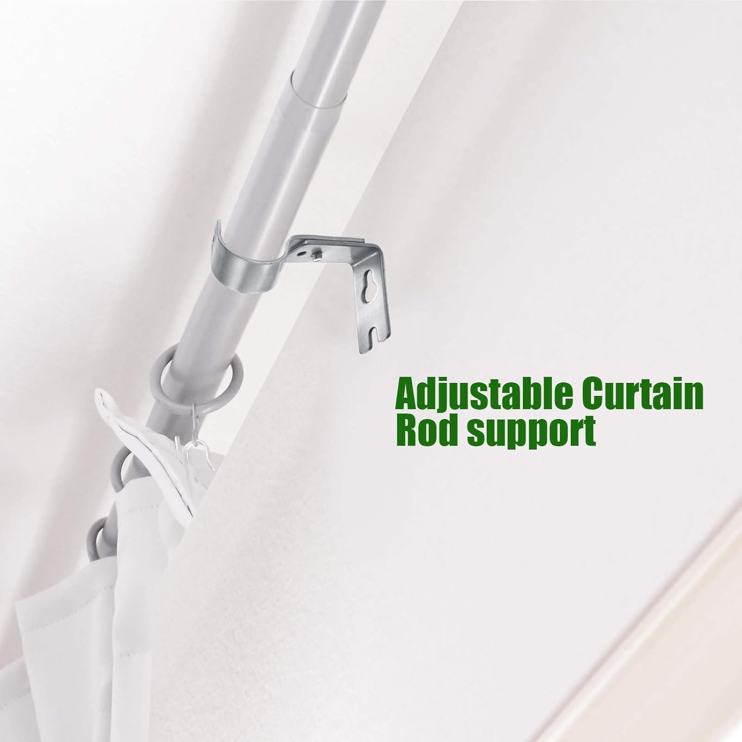 Frienda 6 soportes para barra de cortina, ajustable general, ganchos de pared para persianas montadas en el exterior, soporte de barra de cortina