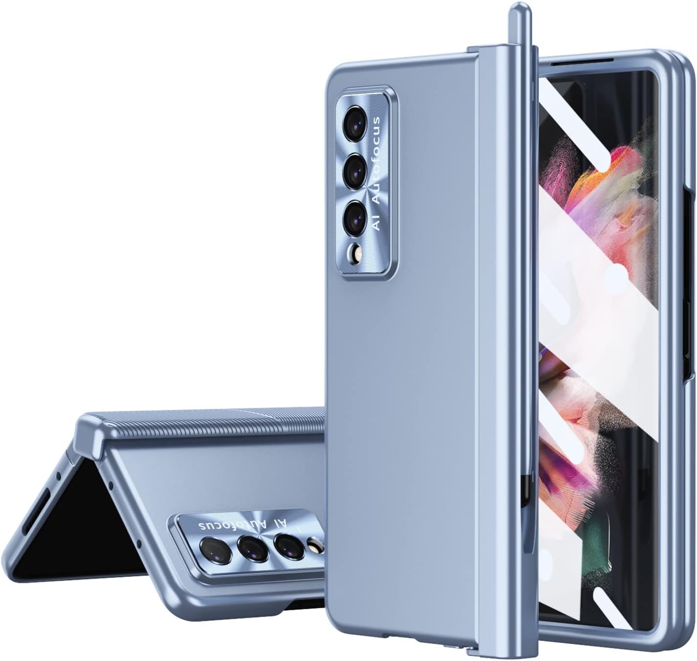 Funda para Samsung Galaxy Z Fold 4, Galaxy Z Fold 4 con protección magnética de bisagra, protección de cámara integrada y soporte para S Pen (azul)