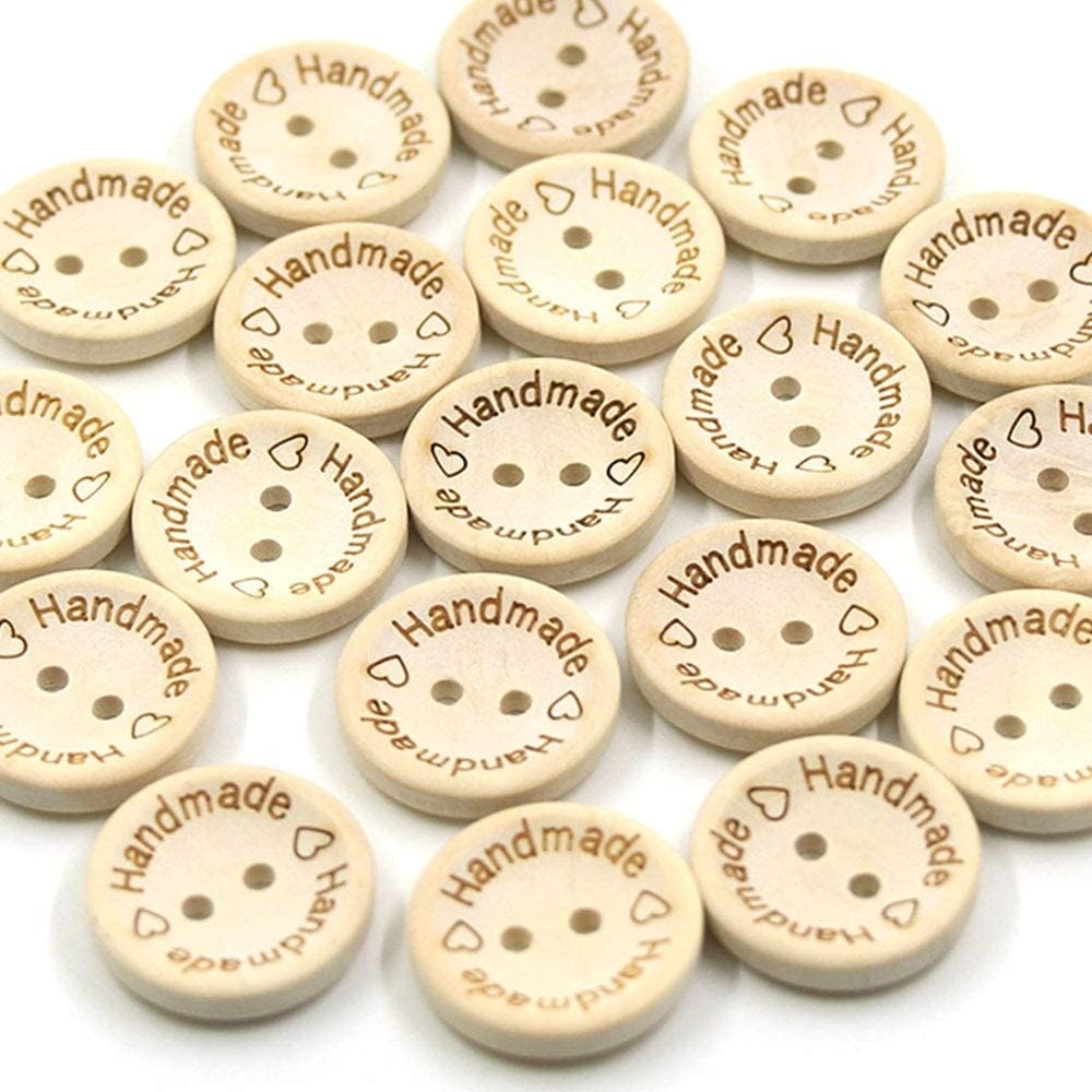 200 botones de madera hechos a mano de 1 pulgada con botones de amor para manualidades, botones de madera para manualidades, botones redondos a