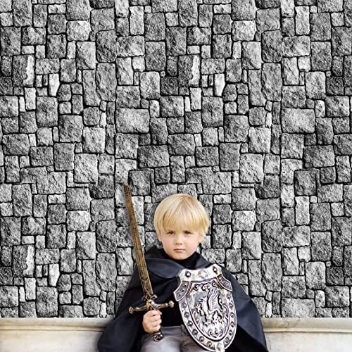 Manteles de pared con temática medieval, suministros desechables de plástico con piedra de ladrillo, fundas de mesa de pared de ladrillo para