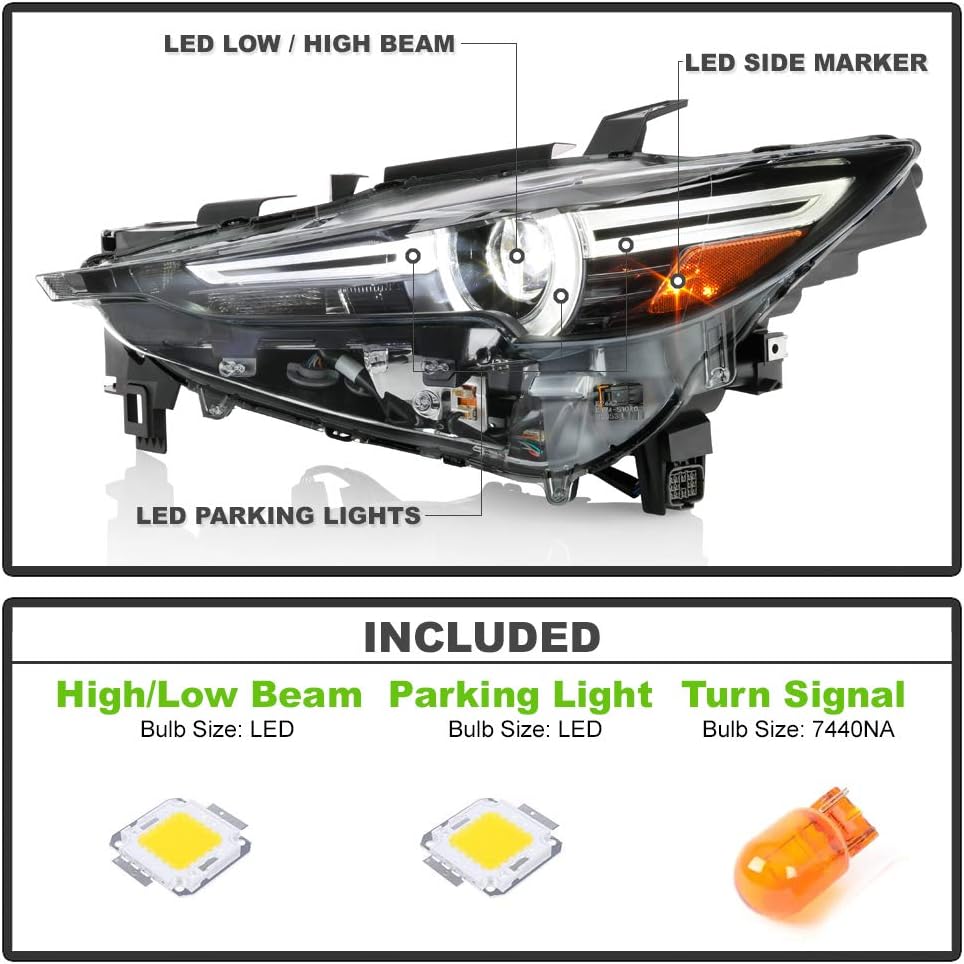 ACANII – Para Mazda CX-5 OED LED DRL 2017-2021 con proyector LED AFS, faros delanteros de repuesto para faros delanteros izquierdo+derecho