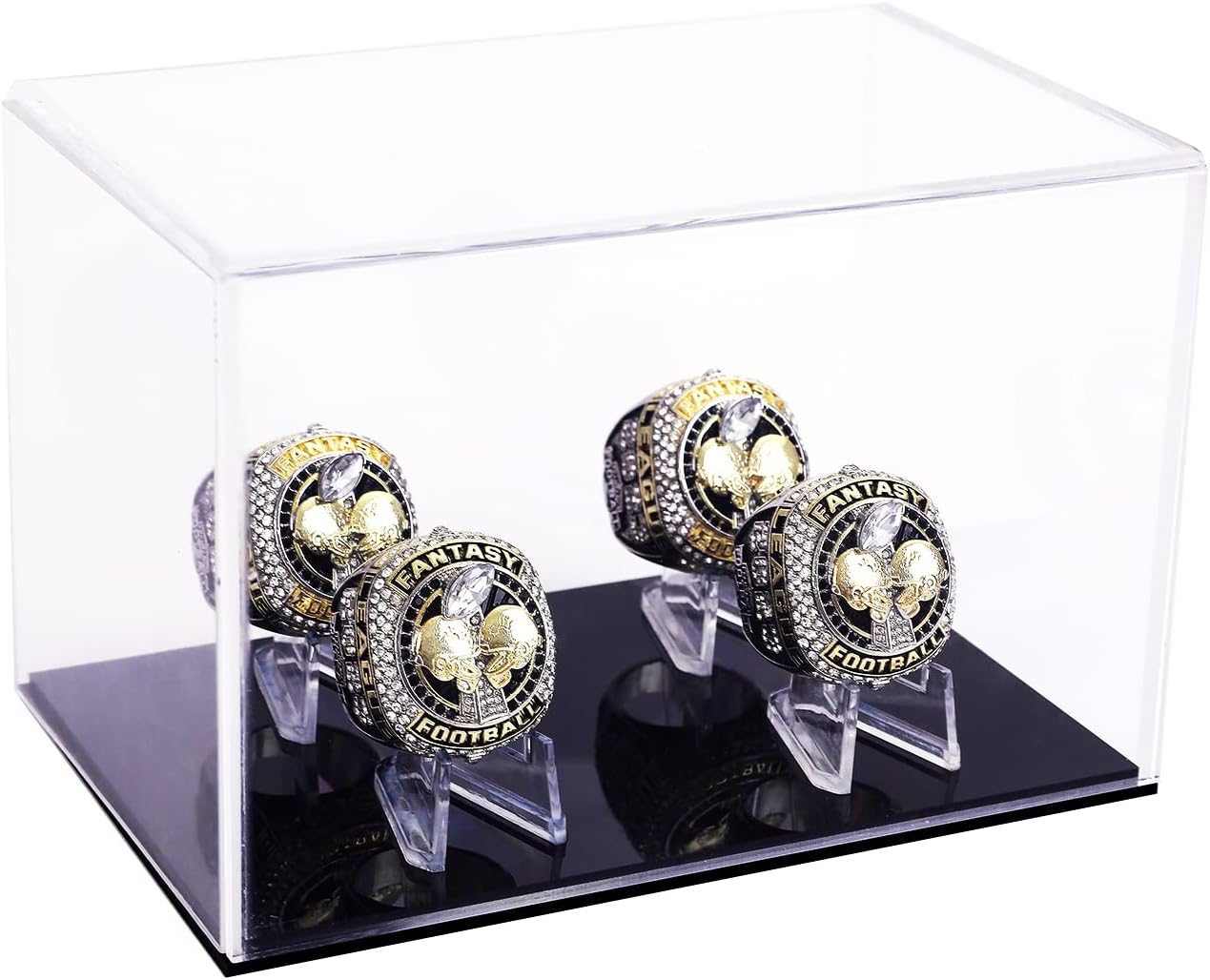 Caja de anillo de campeonato con 4 agujeros de ranura, caja de exhibición de anillos de béisbol, caja de anillos de sóftbol, caja para anillos de