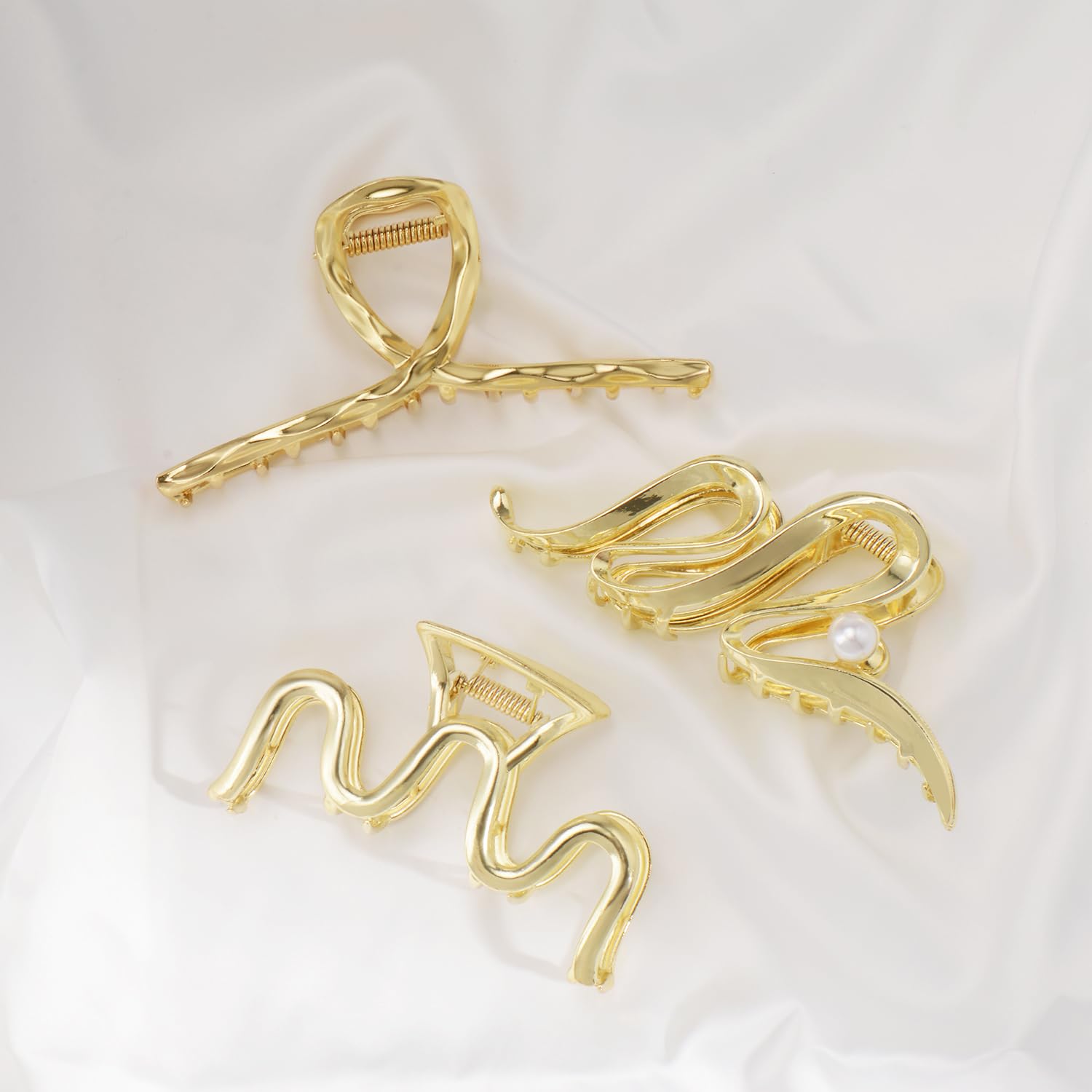 Mehayi 3 pinzas de metal grandes para cabello grueso y pesado, pinzas de sujeción fuerte para cabello largo, accesorios de peinado de moda para