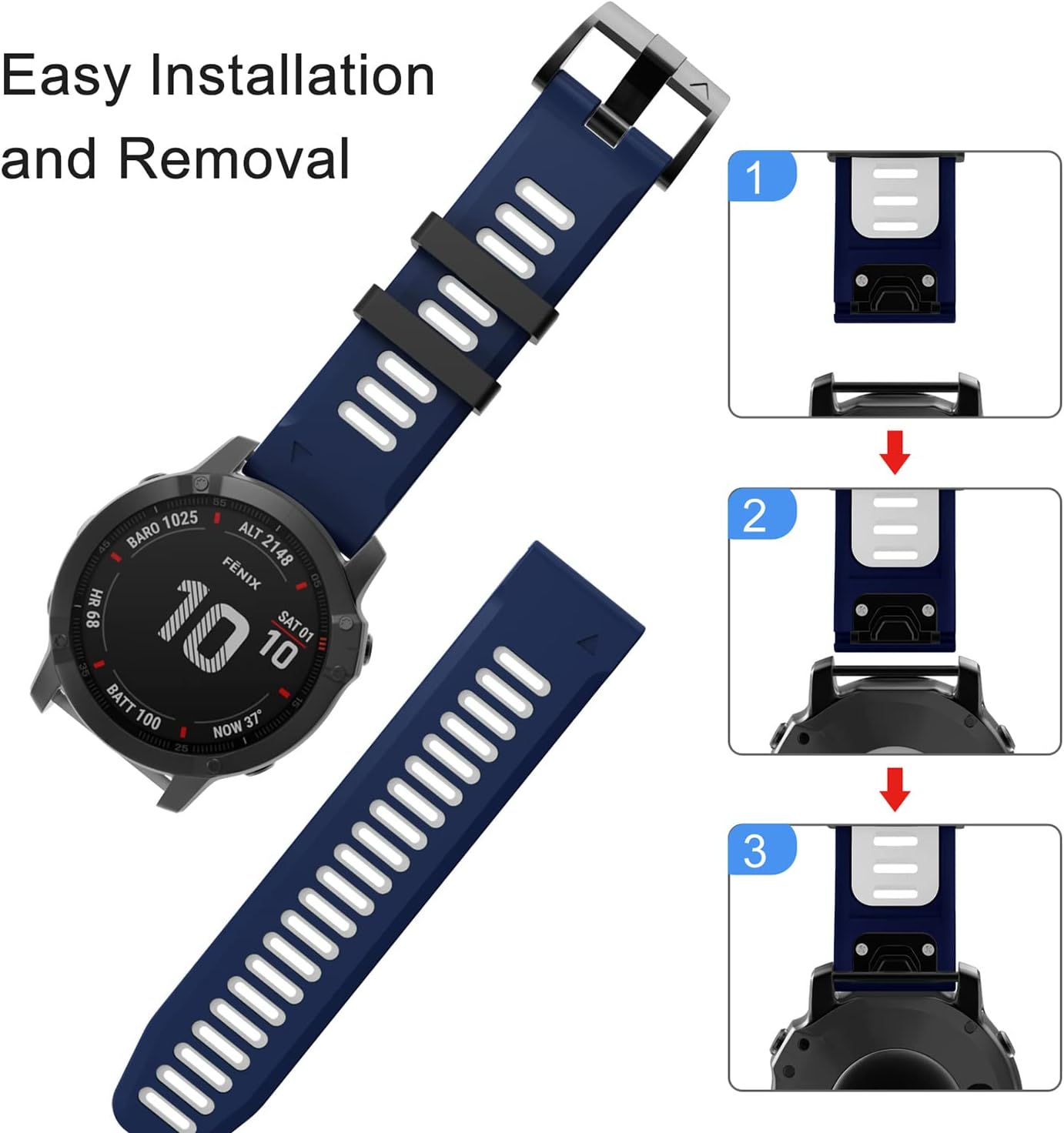 OVERSTEP Compatible con Fenix 6X Watch Band 1.024 in QuickFit Correa de silicona para Garmin Fenix 7XFenix 6X ProFenix 5XFenix 5X PlusDescent Mk2,