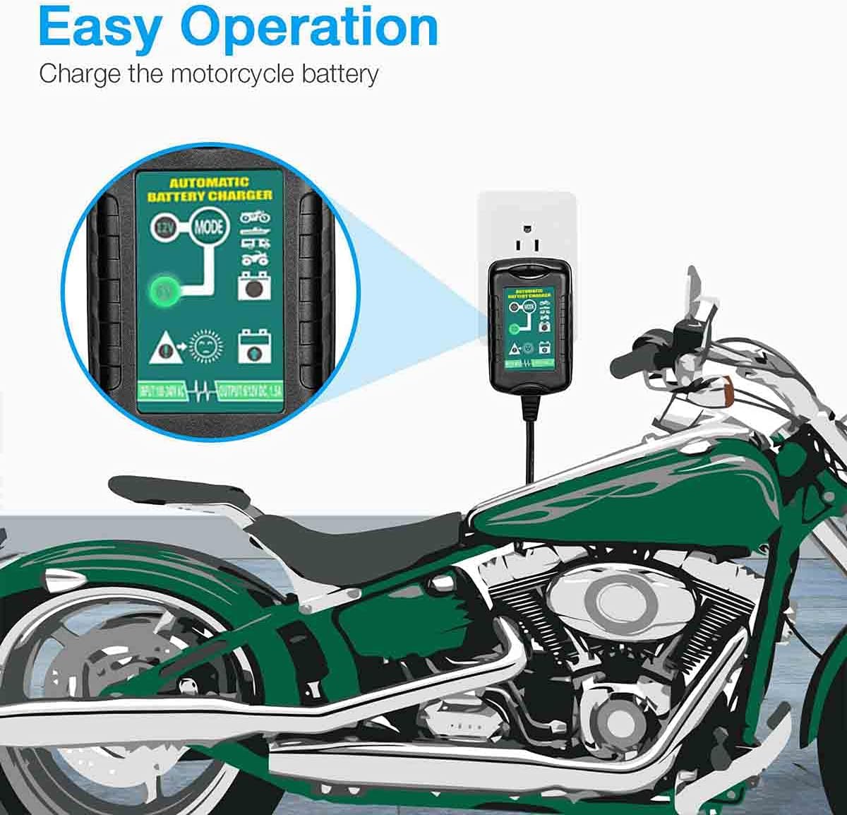 Cargador de batería automático Mantenedor Motocicleta Trickle Float para Tender 6V 12V