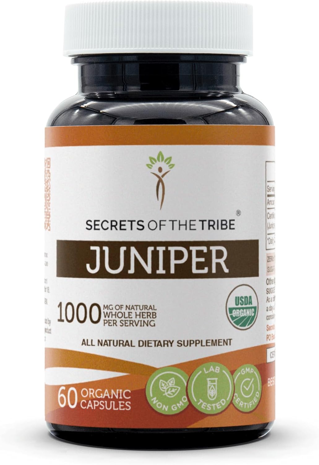 Secrets of the Tribe Juniper USDA Organic 60 cápsulas  Fabricado con cápsulas vegetarianas y enebro orgánico certificado (Juniperus communis) bayas
