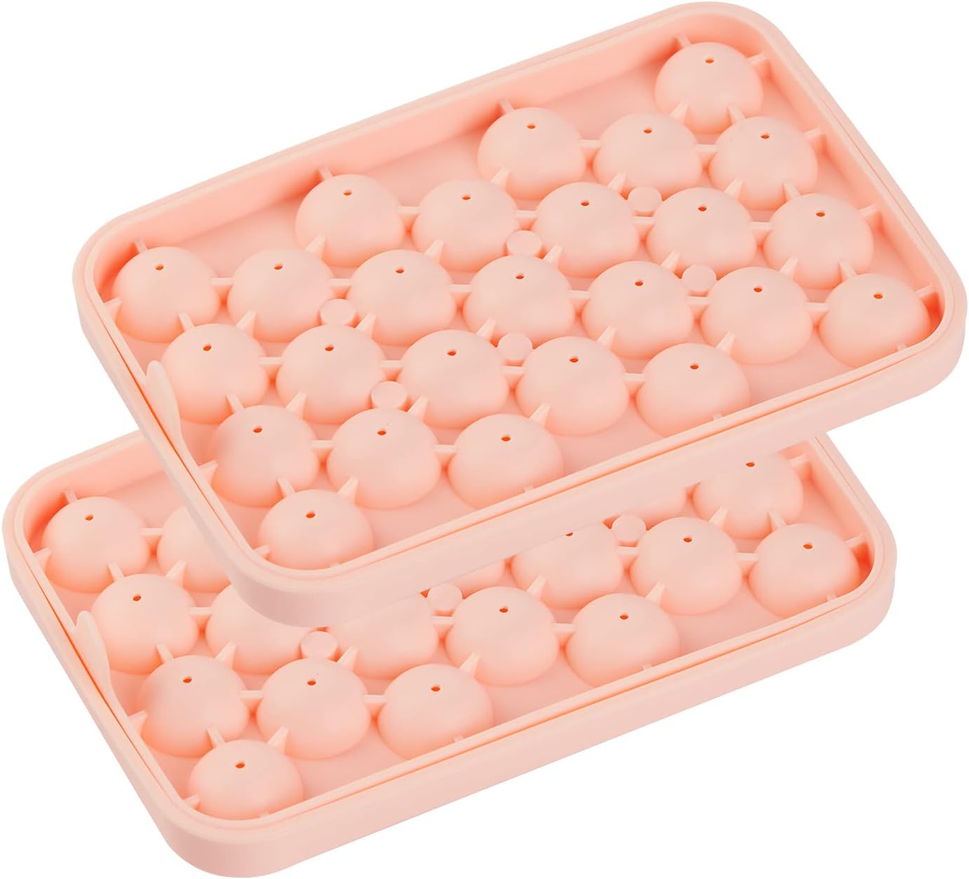 Bandeja redonda para cubitos de hielo, paquete de 2 unidades, silicona libre de BPA, flexible, de fácil liberación, 1.1 pulgadas x 50 moldes para