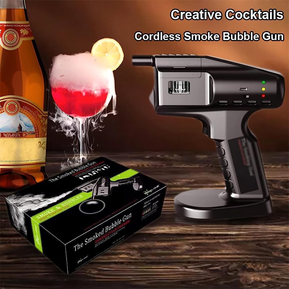 Aromour Blaster, pistola eléctrica de humo de burbujas de cóctel con burbujas comestibles y humo líquido, máquina ahumadora eléctrica de mano,