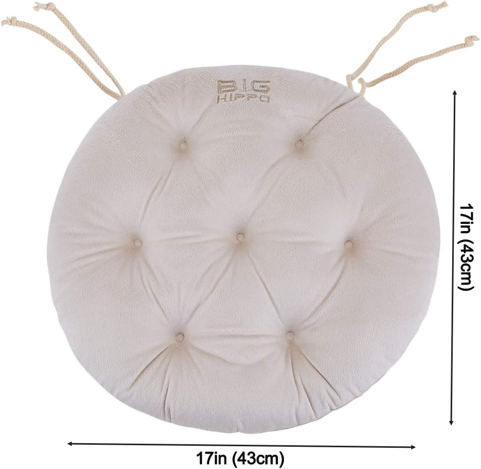 Big Hippo Almohadillas para silla con lazos, suaves y redondas de 17 pulgadas gruesas para silla, cojín de asiento para jardín, patio, hogar,