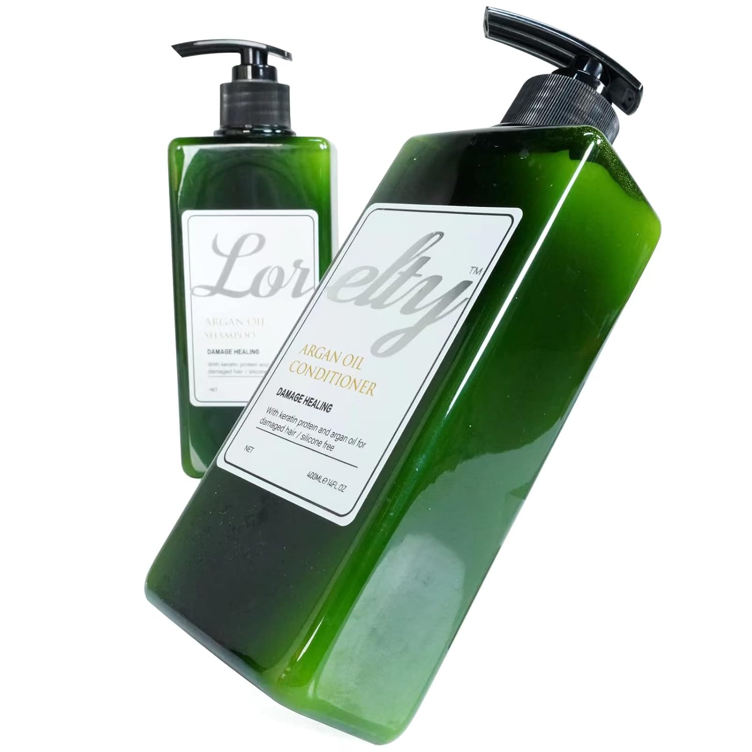 LORELTY Juego de champú y acondicionador de aceite de argán para tratamiento de cabello seco dañado para reparación del cabello dañado, para todo