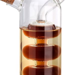 Dispensador de aceite y vinagre 2 en 1, suministros de cocina multifuncionales, botella de aceite de oliva de vidrio con tapones de corcho, botella Dispensador de aceite y vinagre 2 en 1, suministros de cocina multifuncionales, botella de aceite de oliva de vidrio con tapones de corcho, botella