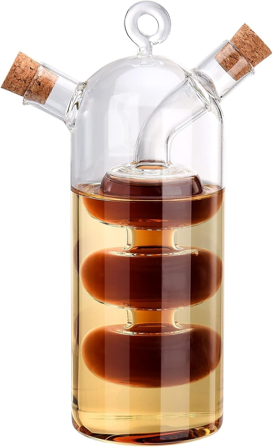 Dispensador de aceite y vinagre 2 en 1, suministros de cocina multifuncionales, botella de aceite de oliva de vidrio con tapones de corcho, botella