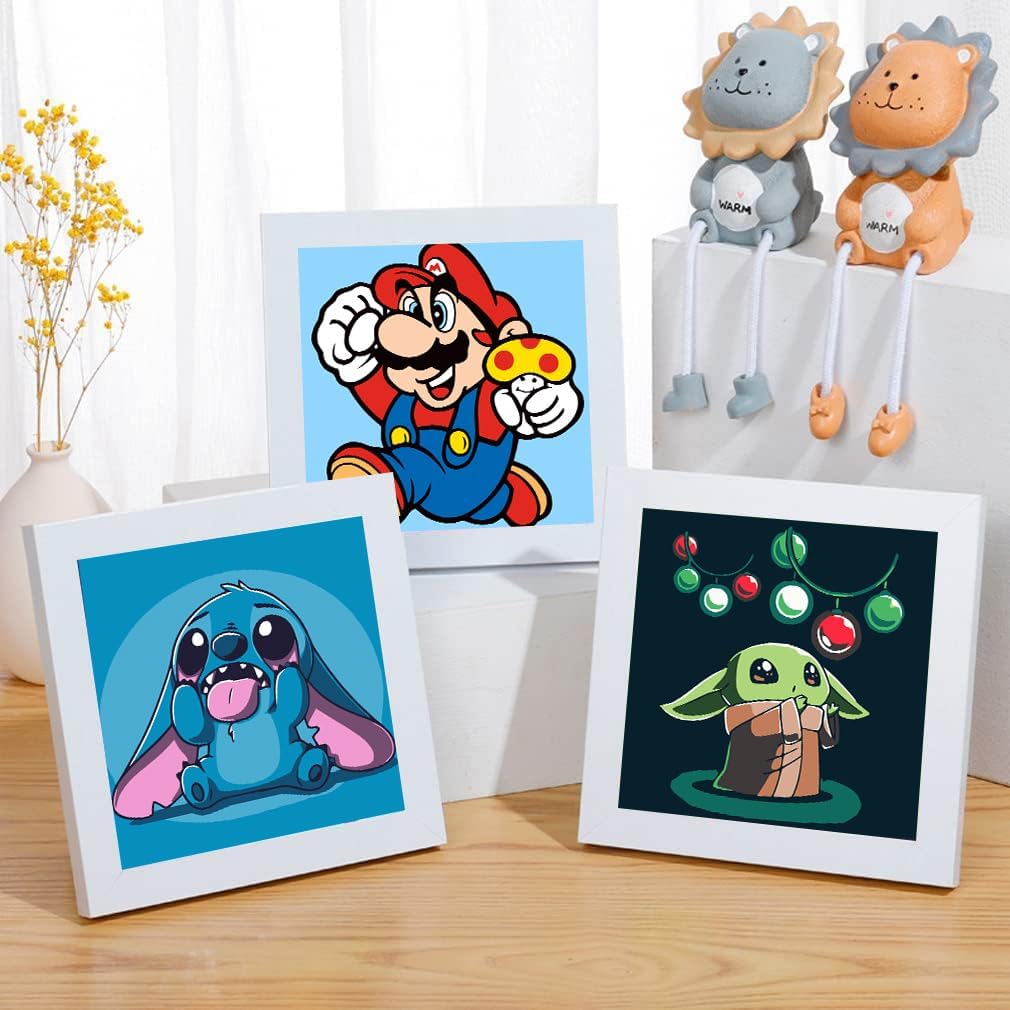 tigdtiu Paquete de 4 pinturas por números para niños, dibujos animados, pintura por números para niños de 4 a 8 a 12 años, pintura acrílica fácil de