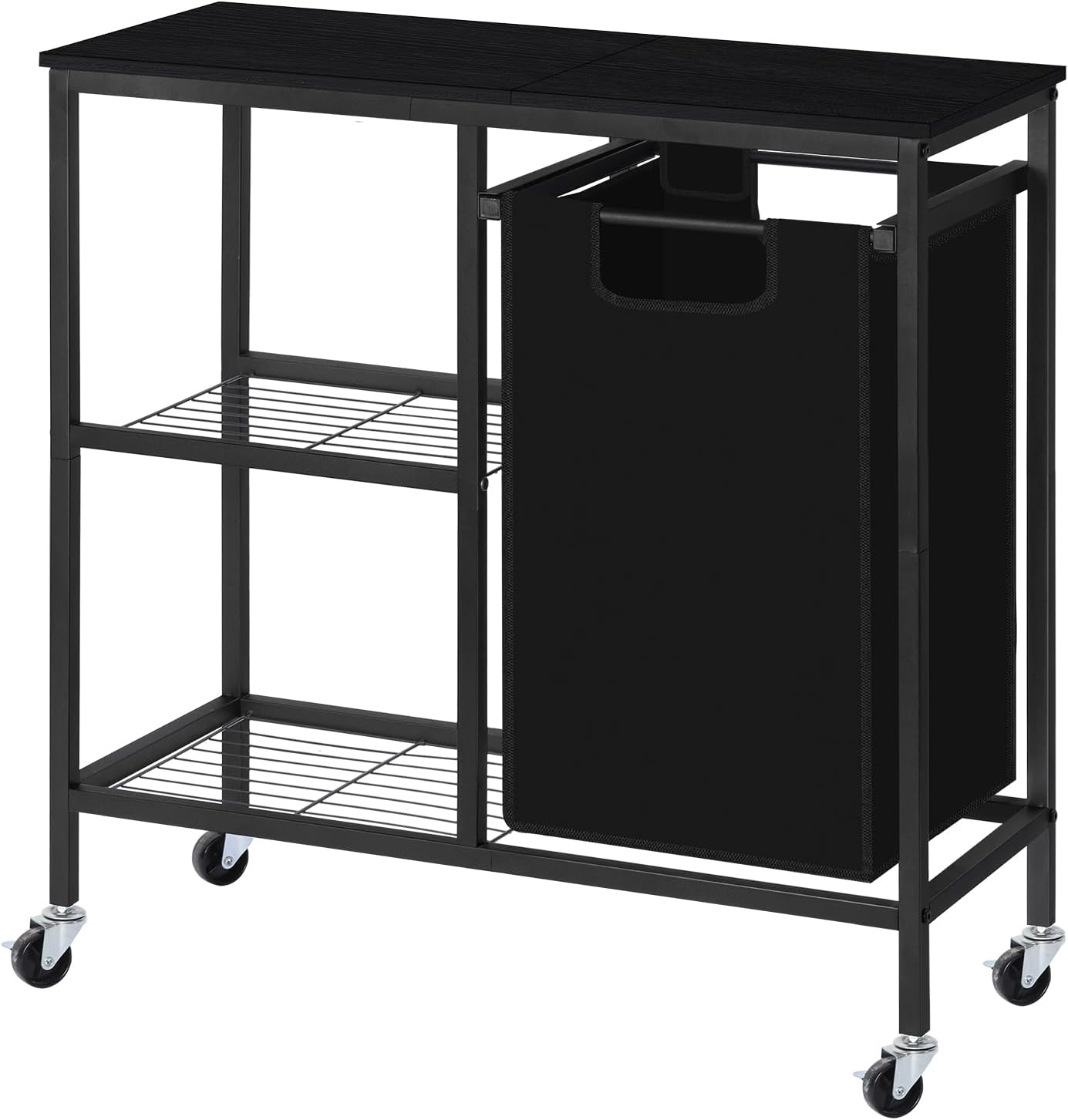 Clasificador de ropa con estante lateral de hierro, cestas de lavandería con bolsas extraíbles y extraíbles de 45 L, cesta de ropa con ruedas,