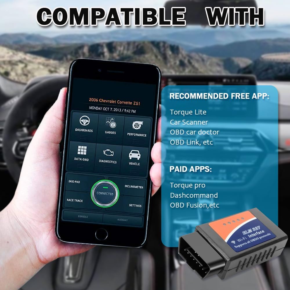 Elm327 WiFi OBD2 interfaz puede autobús escáner herramienta de diagnóstico con chip original 25k80 soporte iOSAndroid V2.1