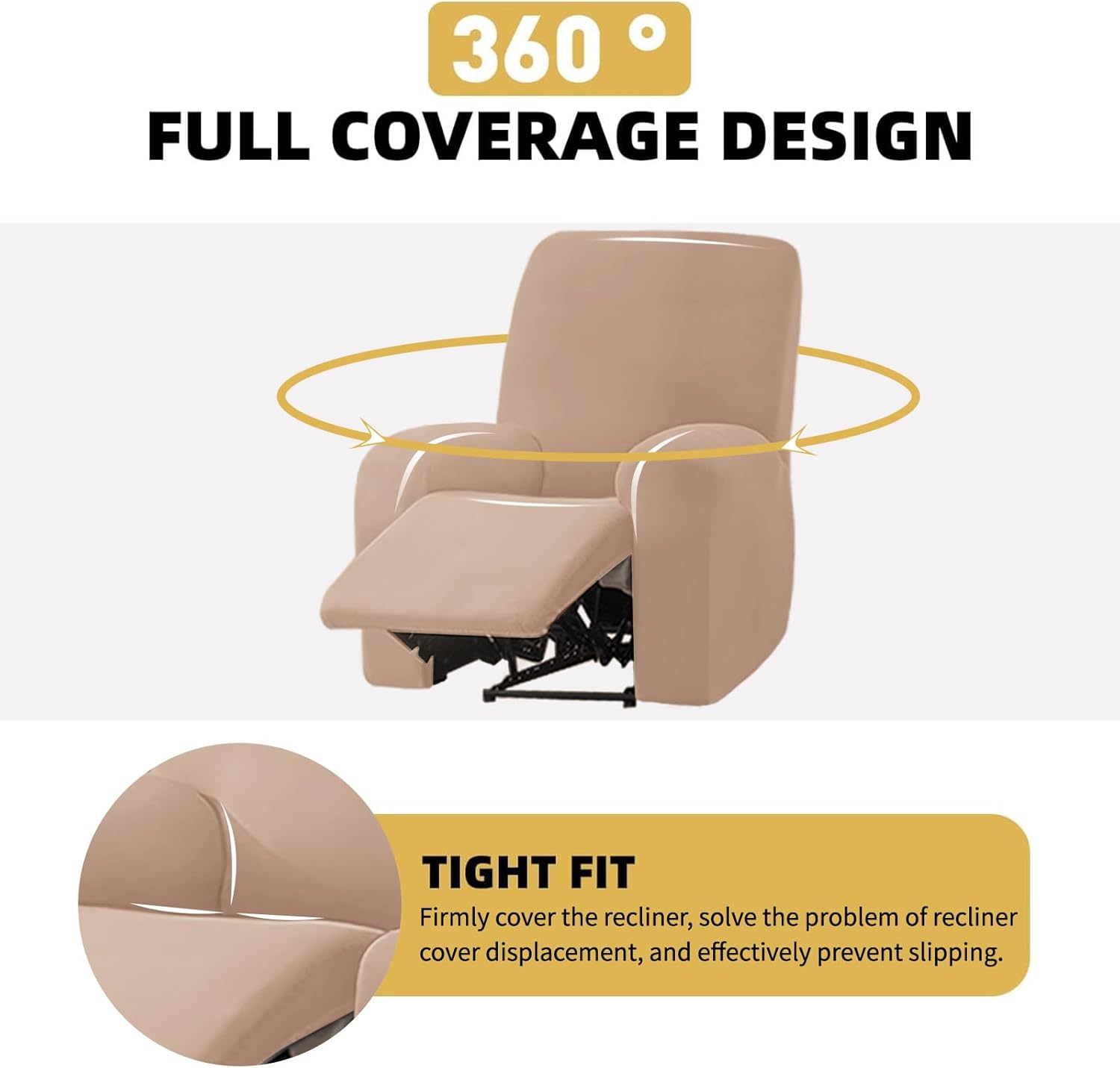 HDCAXKJ Funda reclinable 100% impermeable de 4 piezas para sillas reclinables grandes, fundas elásticas para sillas reclinables con brazos, fundas