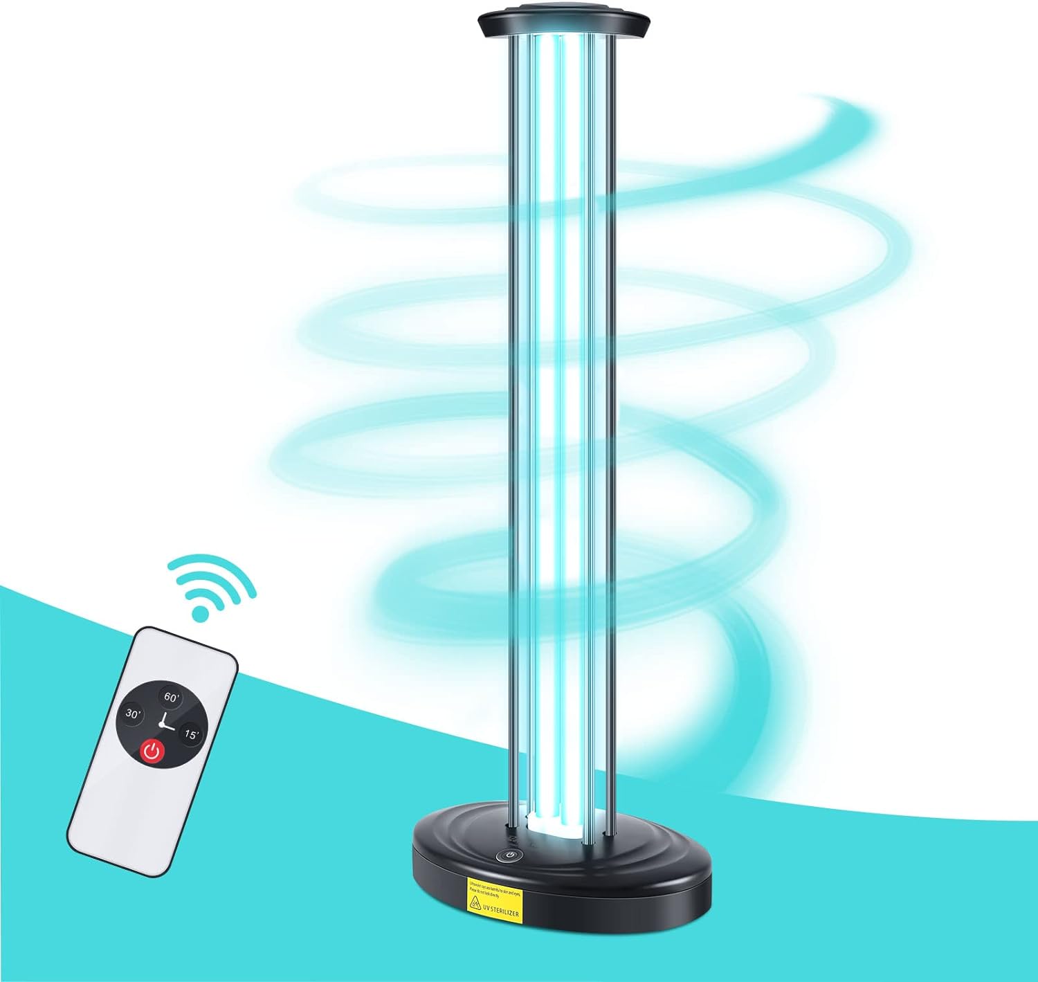 Lámpara germicida ultravioleta, desinfectante de luz UV sin ozono de 100 W para habitación grande, con control remoto de sincronización de tres