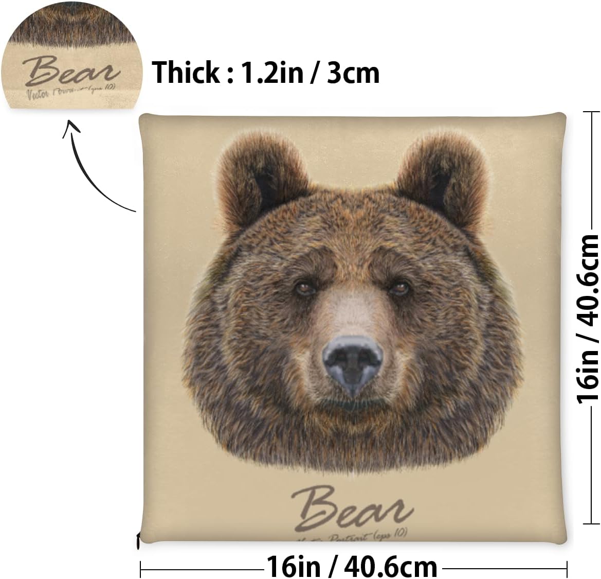 1 cojín para silla, cojín de espuma viscoelástica con diseño de oso de animal, almohadillas cuadradas extraíbles para silla de cocina, comedor,
