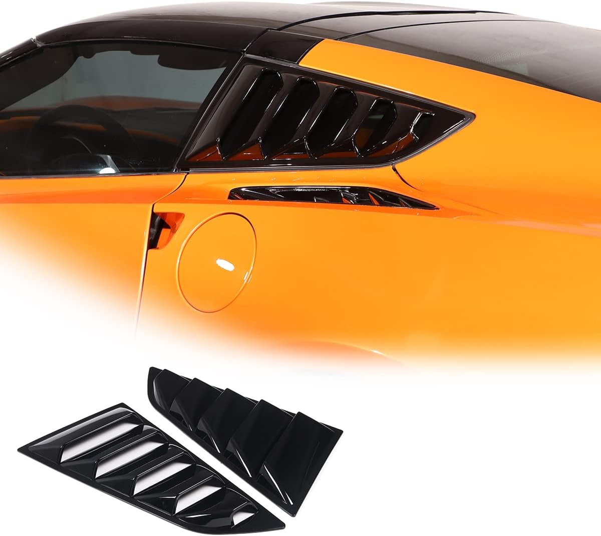 Persianas triangulares para ventana lateral trasera de automóvil compatibles con Chevrolet Corvette C7 2014-2019 (negro brillante)