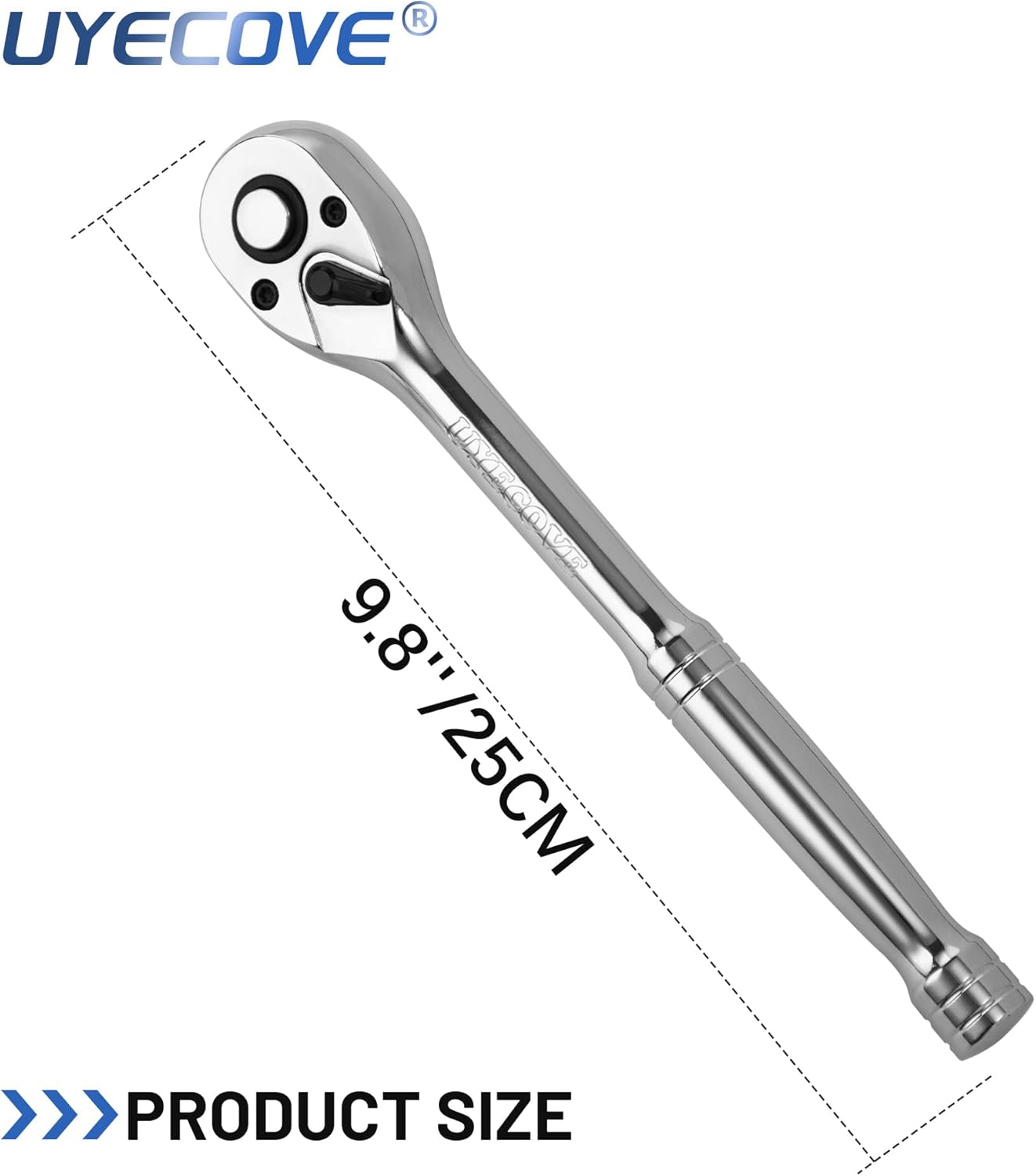 Llave de trinquete de 12 pulgada, llave de trinquete de 12, llave de enchufe, cabeza Cr-Mo reversible de liberación rápida de 72 dientes, fabricada