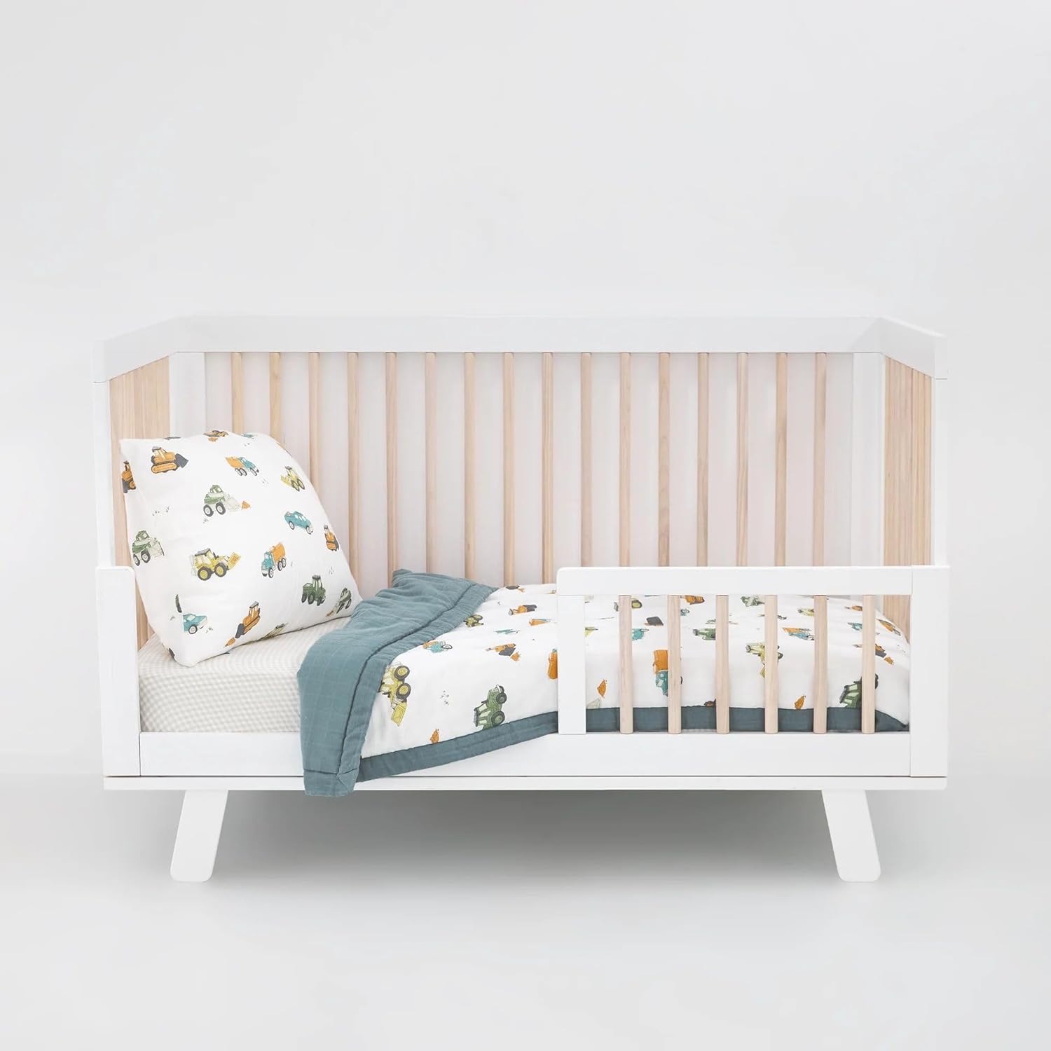 Little Unicorn Ropa de cama de muselina de algodón para niños pequeños, juego de 3 piezas, edredón, sábana para cuna, funda de almohada tipo sobre,