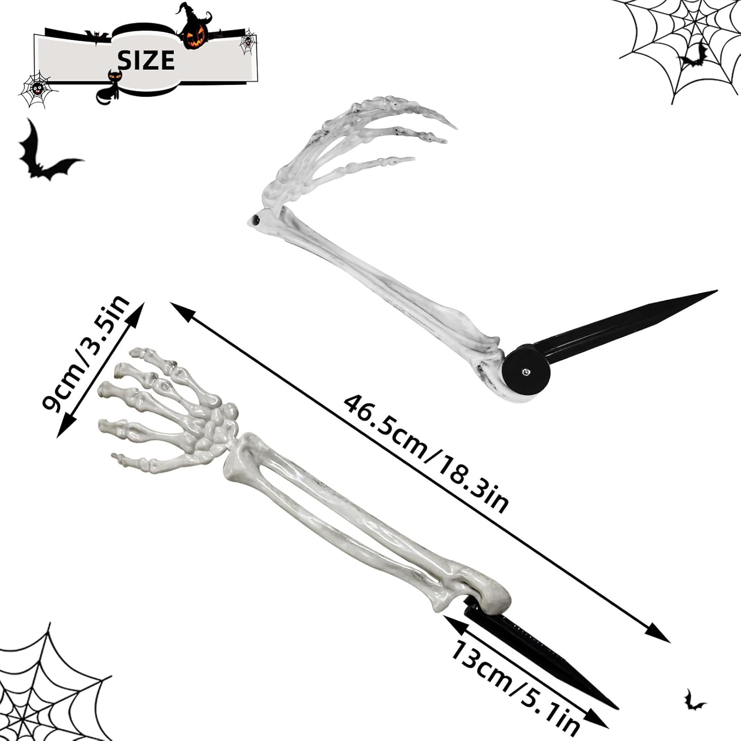 Estacas de esqueleto para decoración de Halloween de patio al aire libre, manos de esqueleto de aspecto realista, para estacas de césped, jardín,