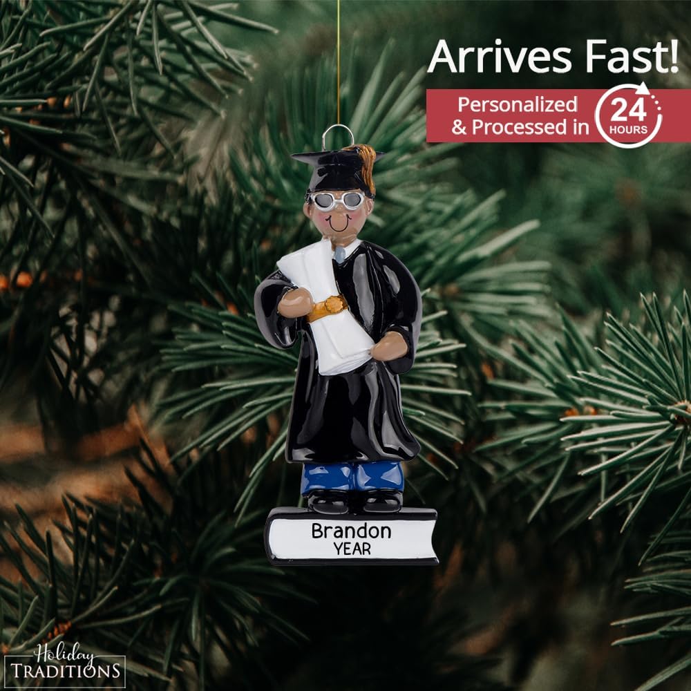 Adornos de Navidad personalizados de graduación 2023  Personalización rápida y gratuita las 24 horas  Decoración navideña de chico étnico graduado