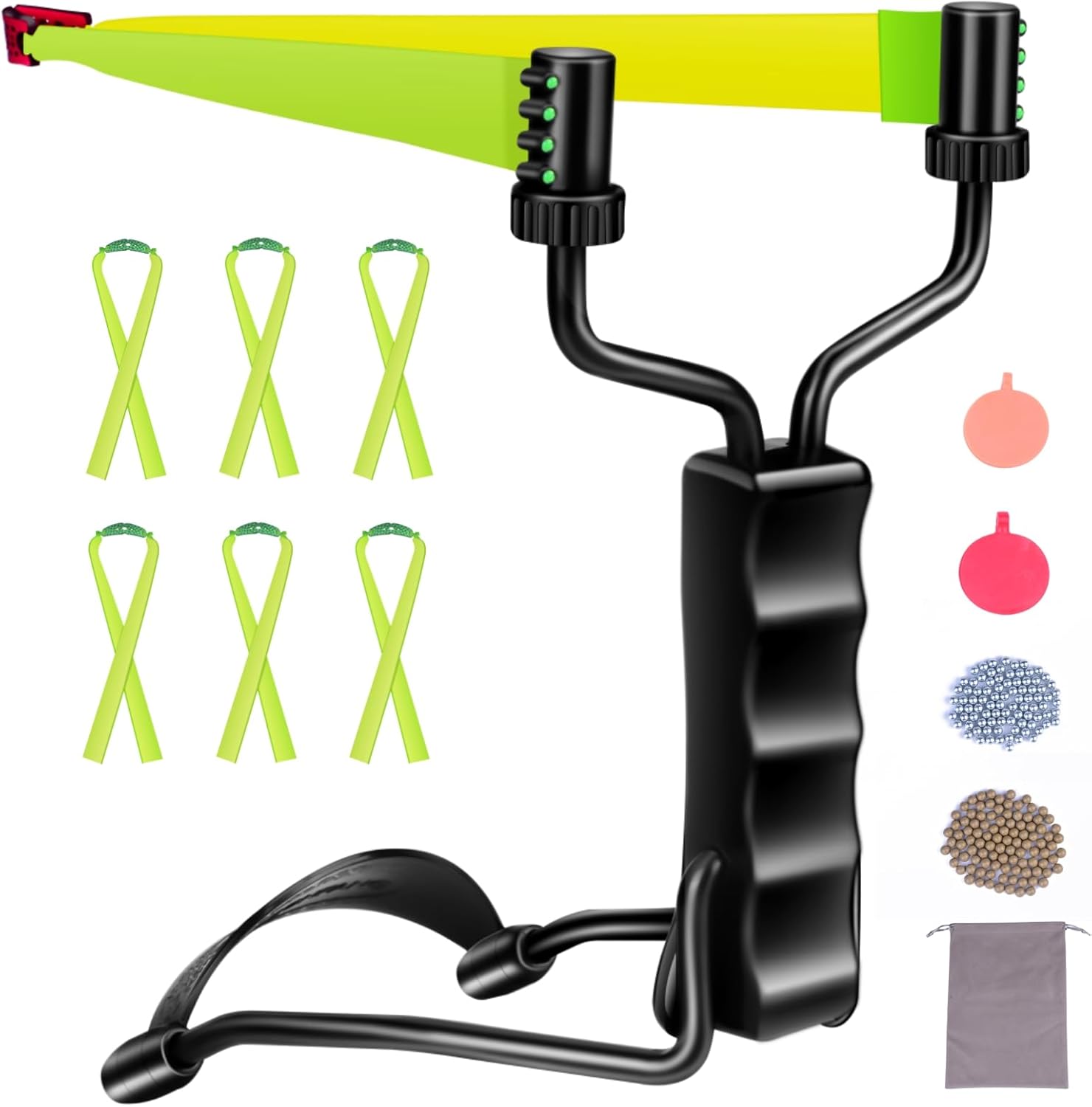 Juego de tirachinas de caza y tiro una pistola de tiro simple pero potente, potentes tirachinas de muñeca para adultos, con lazo resistente, 200