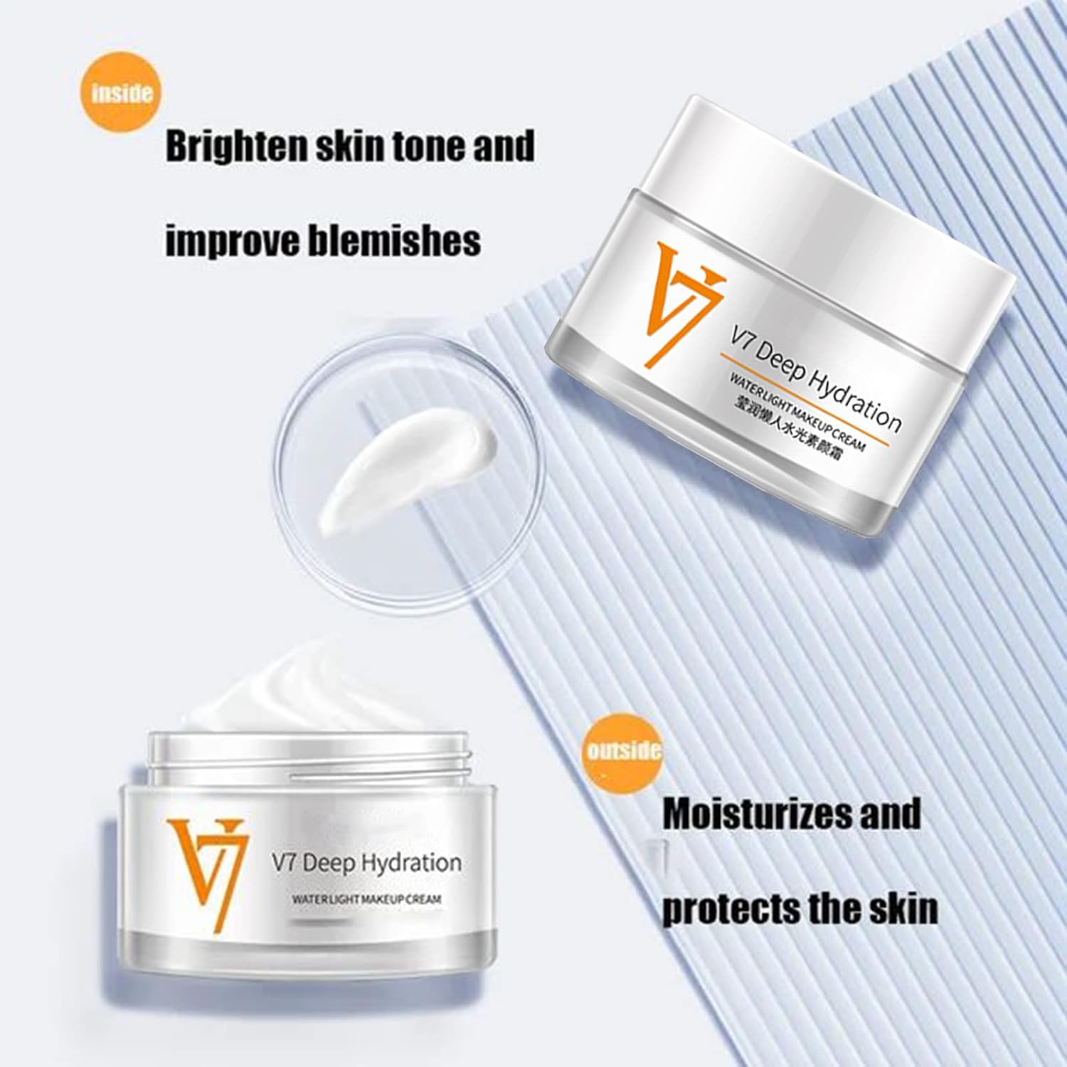 Crema hidratante tonificante – Images V7 Crema de maquillaje con luz de agua de hidratación profunda, crema ligera tonificante V7, crema hidratante