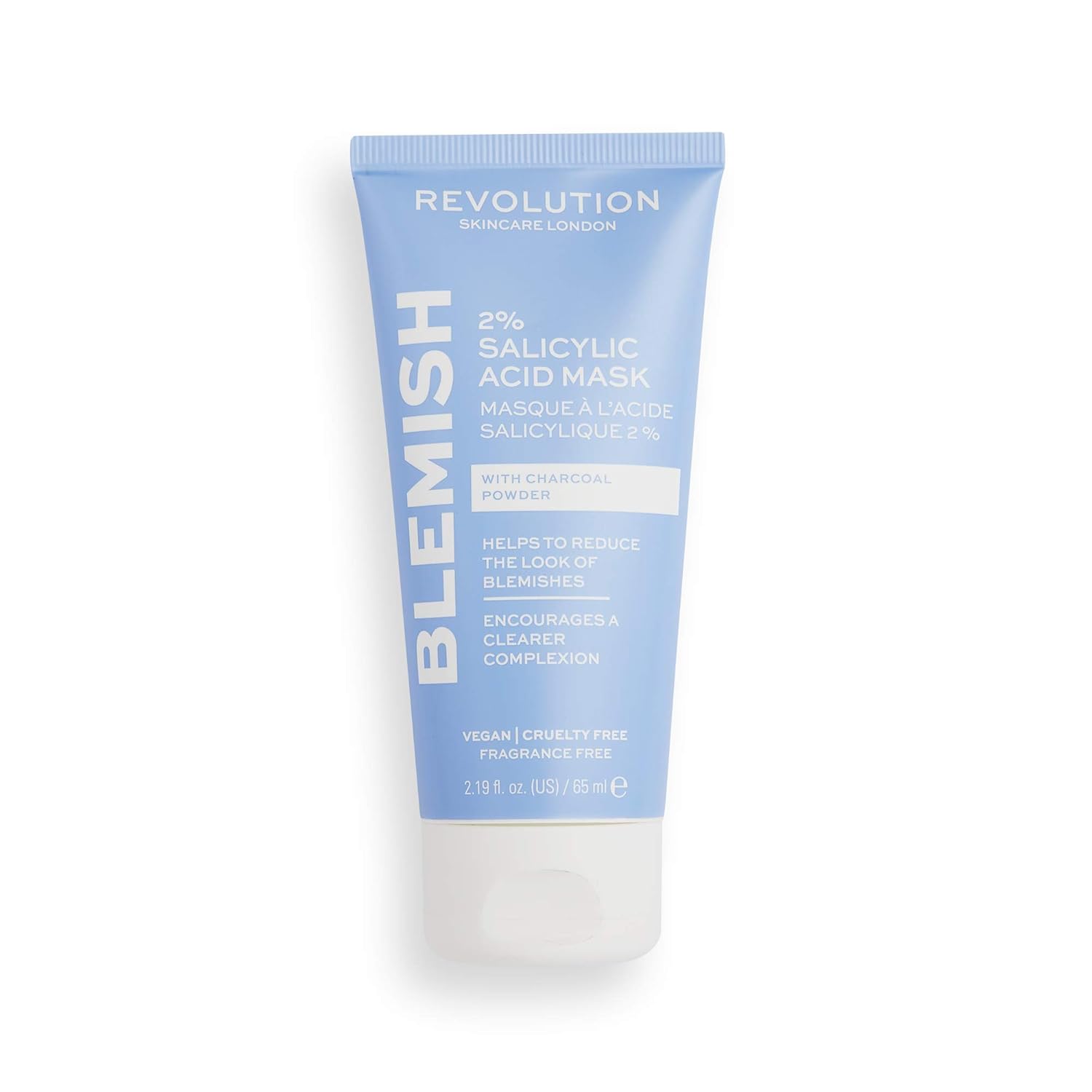 Revolution Skincare Blemish – Mascarilla de ácido salicílico al 2%, exfoliante y limpiador facial, limpia profundamente para una tez más clara,