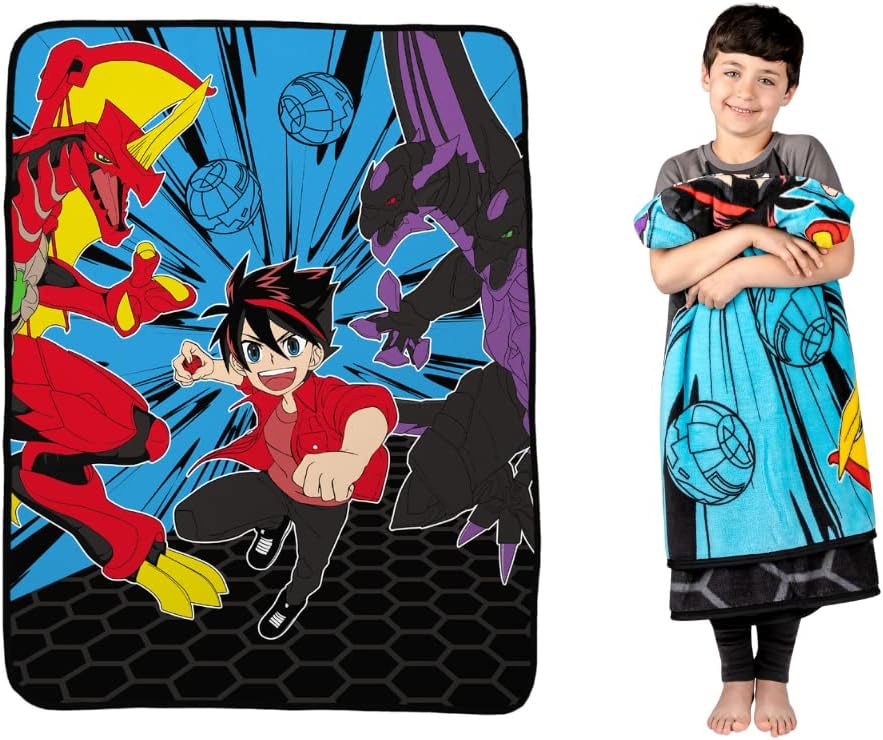 Franco Bakugan – Ropa de cama de anime para niños, manta de felpa súper suave, 46 x 60 pulgadas