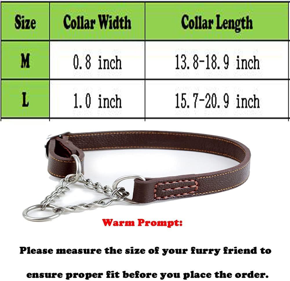 Love Dream Martingale – Collar de entrenamiento de cuero para perros, cadena de acero inoxidable antiescape, sin tirones, para perros medianos y