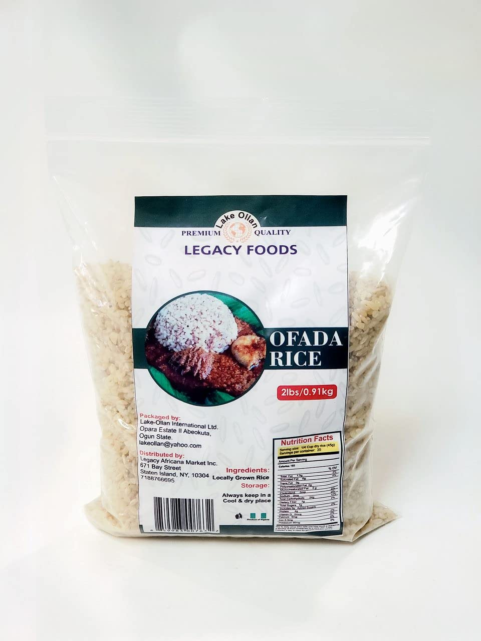 Arroz Ofada 2lbs  0.91kg. Producto de Nigeria