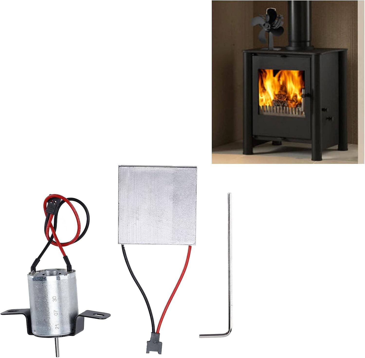 Zixyqol Piezas de reparación de ventilador de chimenea con alimentación térmica, motor de hoja de generador de ventilador de chimenea universal, kit