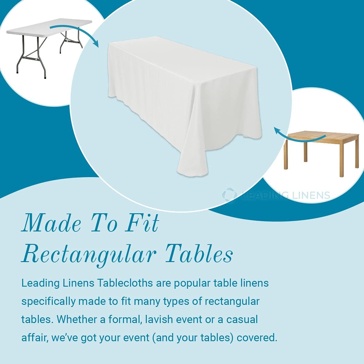 Leading Linens Paquete de 2 manteles rectangulares de poliéster marfil de 90 x 156 pulgadas, resistente a las manchas y a las arrugas, lavable para