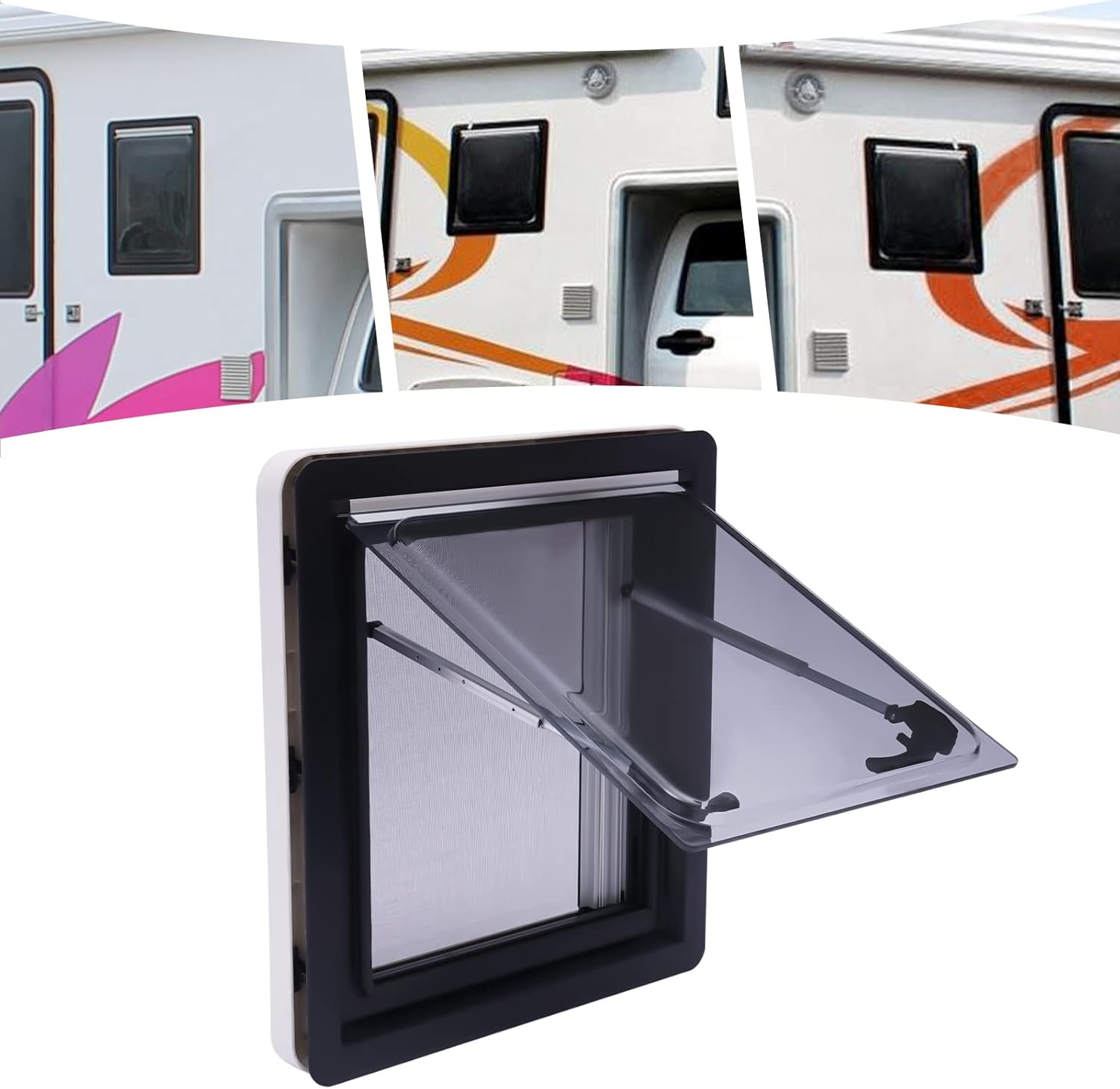 CNCEST Puerta de ventilación con bisagras para caravana, caravana, cámper, 18 x 20 pulgadas, ventana de salida de autocaravana para caravana,