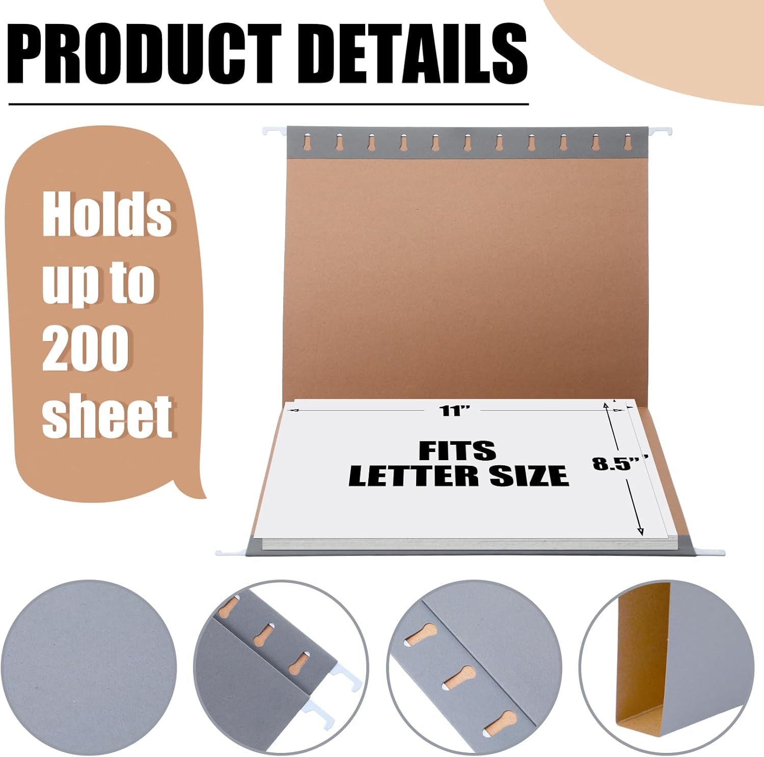 100 carpetas colgantes de capacidad extra, tamaño carta, a granel, resistente, extensión, carpetas colgantes reforzadas de 9.06 x 11.81 pulgadas con
