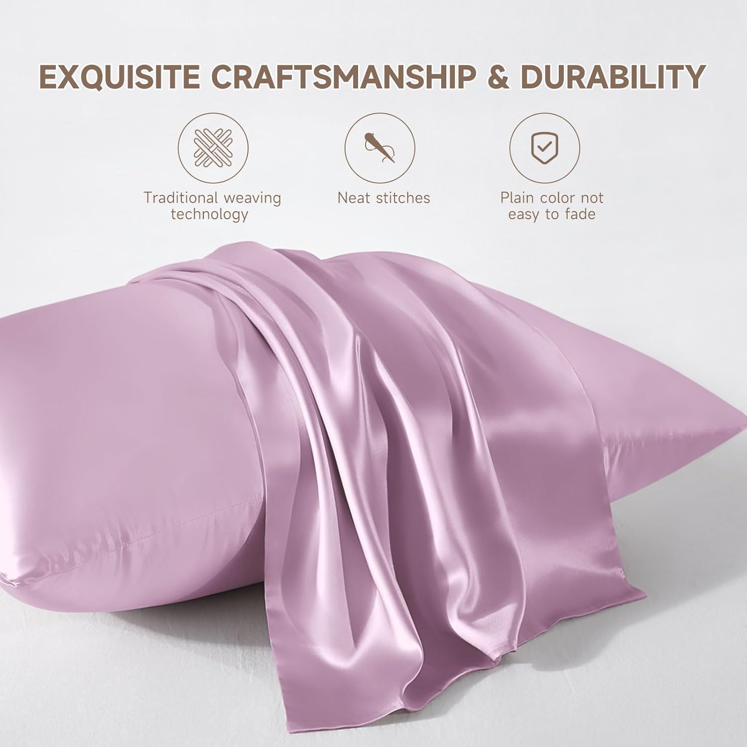 THXSILK Juego de 2 fundas de almohada 100% seda de morera para la salud del cabello y la piel, fundas de almohada suaves, transpirables y lisas con