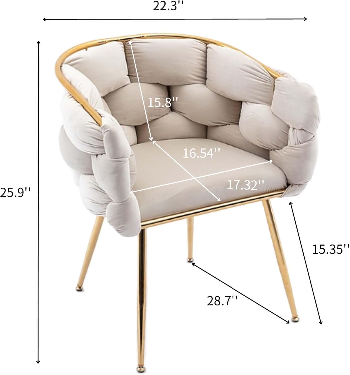 Silla decorativa de lujo hecha a mano con patas doradas, moderno sillón de terciopelo para sala de estar y dormitorio, taburete de tocador, silla de