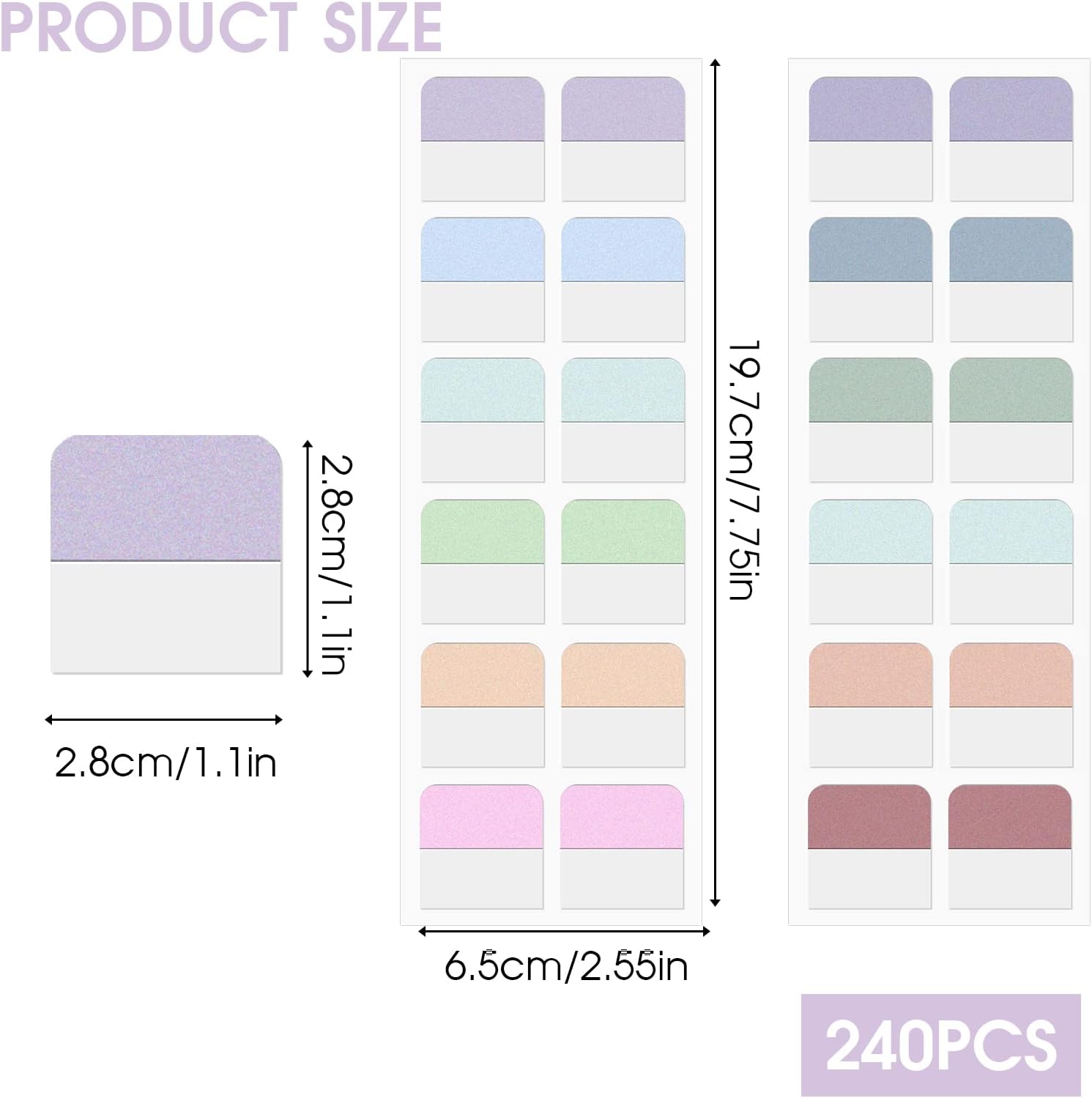 240 pestañas adhesivas de índice de colores, pestañas de índice adhesivas de libro reposicionables, pestañas de página para clasificar archivos de