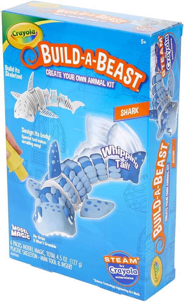 Crayola Build A Beast Shark, modelo Magic Craft Kit, regalo de Pascua para niños, 5, 6, 7, 8