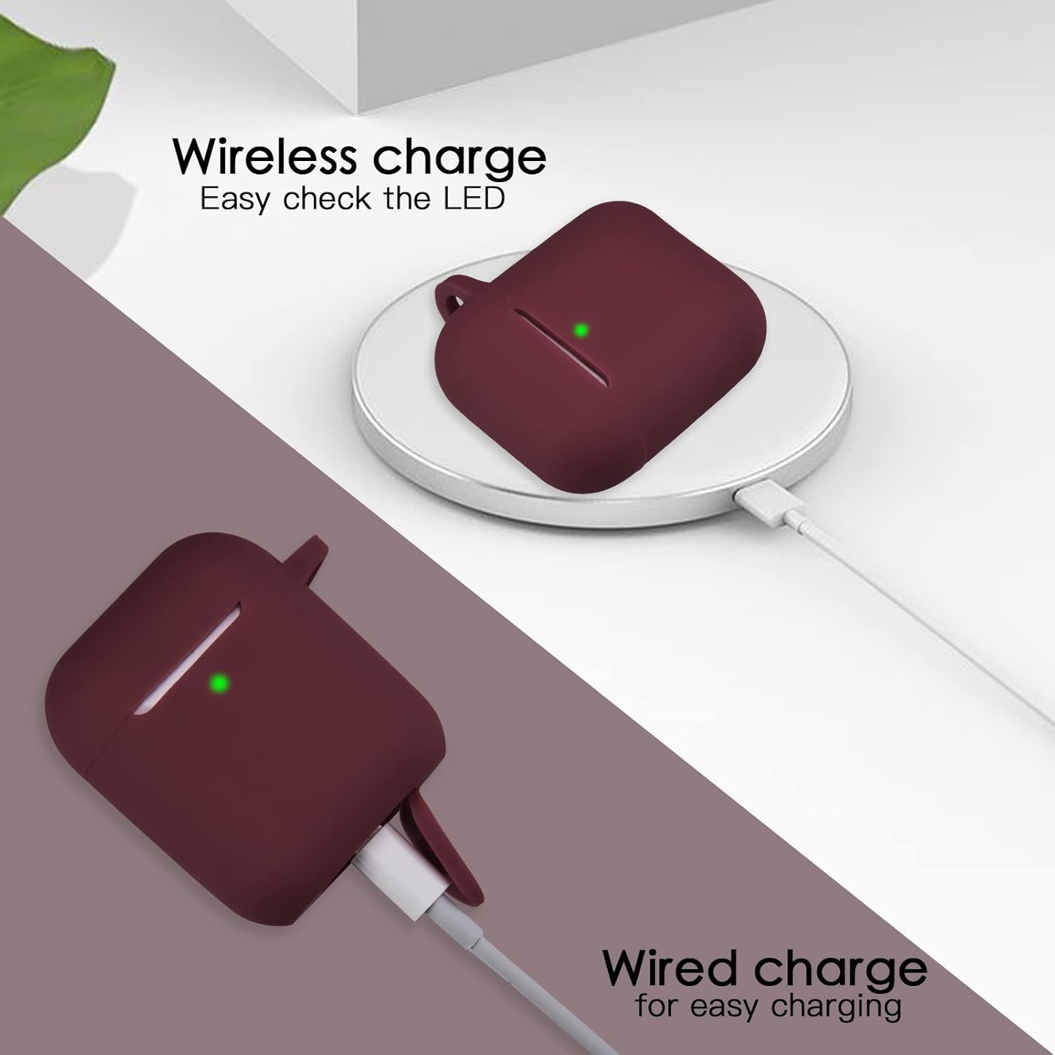 OLEBAND Funda para Airpod con bonito llavero brillante, funda protectora y antideslizante de silicona para Apple Air pod 2, LED visible, para