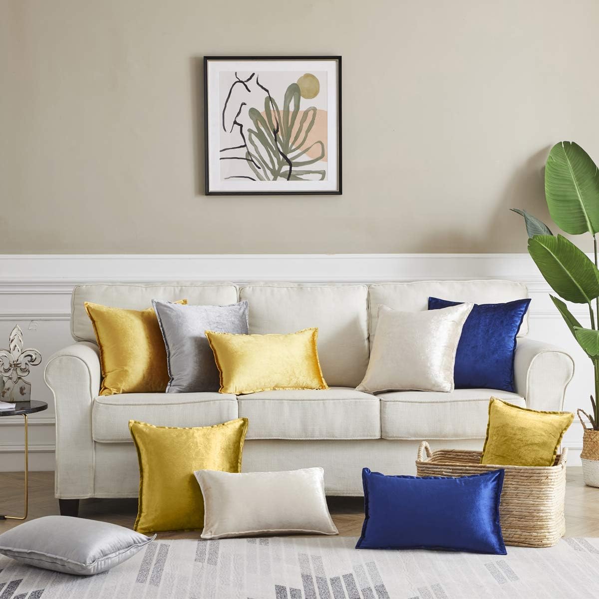 GIGIZAZA – Fundas decorativas de terciopelo dorado para cojín, diseño cuadrado, 18 x 18 pulgadas, para sillón, sofá, paquete de 2 unidades