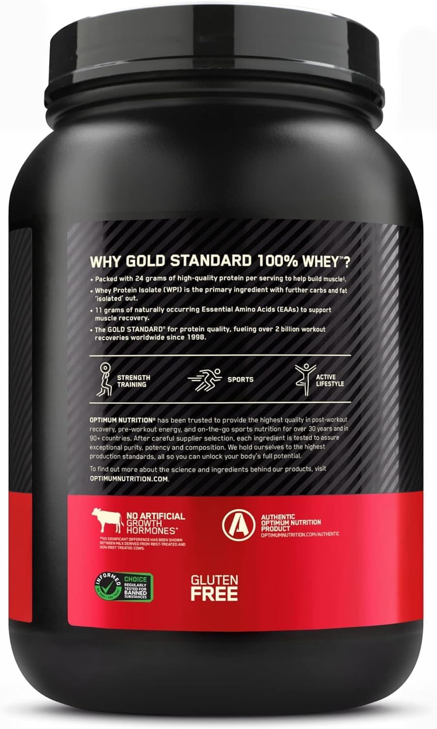 Optimum Nutrition (ON) Gold Standard 100% proteína de suero en polvo aislado de fuente primaria, 0.91 onzas de proteína para apoyo muscular y