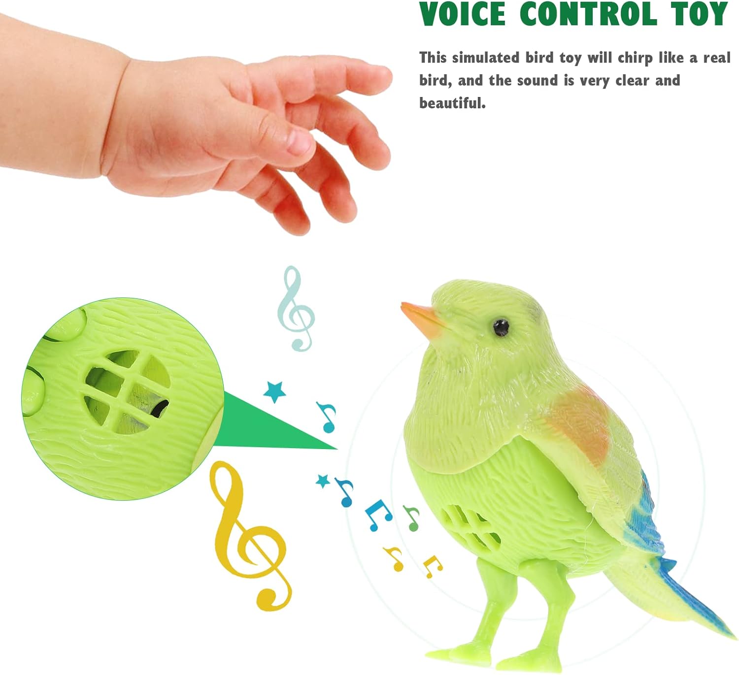 TOYANDONA Juguete de pájaro de canto con sensor de movimiento, pájaro colorido gorrión, juguete de simulación de pájaro de canto real, movimiento de