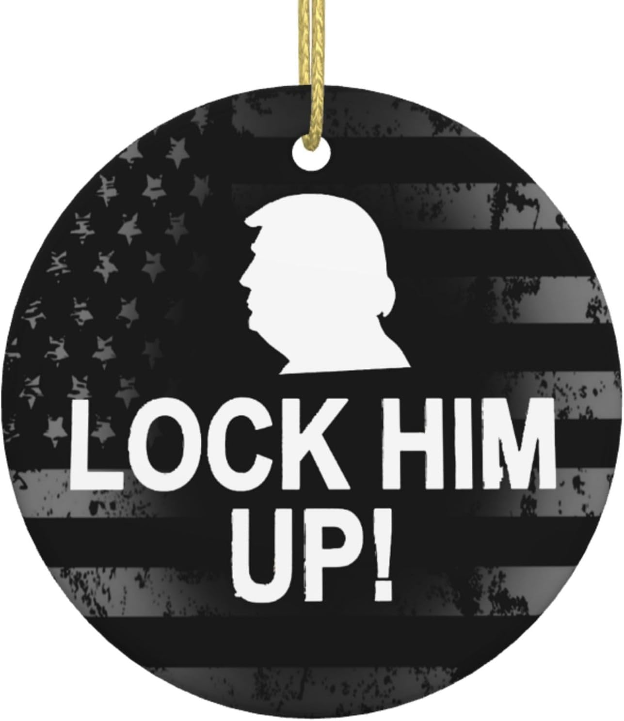 Lock Him Up Anti Donald Trump Adornos de cerámica Decoración colgante personalizado Adorno colgante de Navidad para decoración del hogar