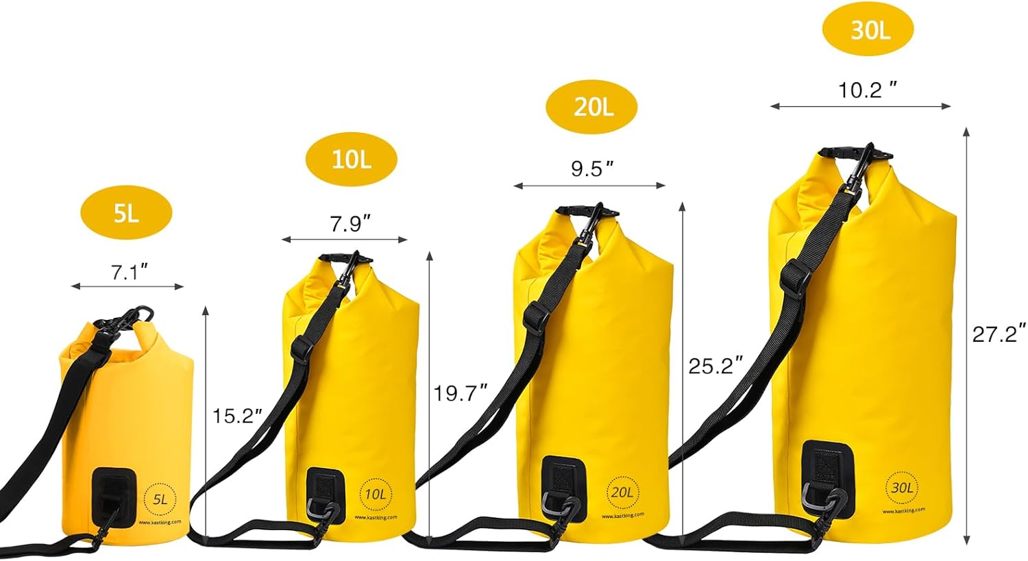 KastKing Bolsas secas, bolsas de almacenamiento 100% impermeables, construcción de grado militar para natación, kayak, canotaje, senderismo,