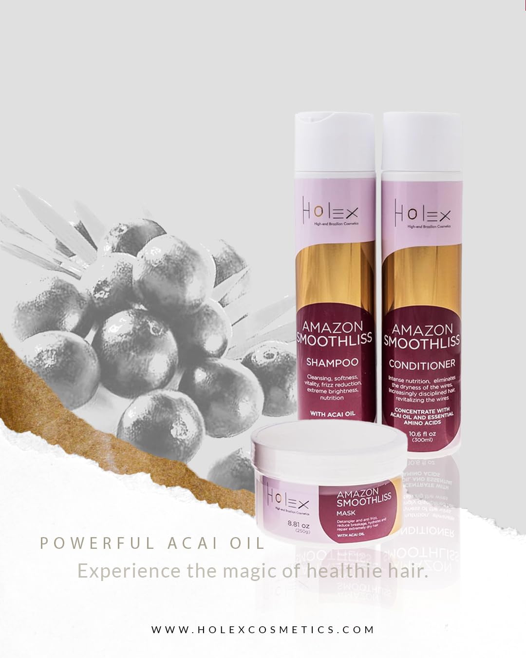 Acondicionador Tienda Smoothliss – Fabricado con aceite de acai y aminoácidos esenciales, limpieza, suavidad, vitalidad, reducción del