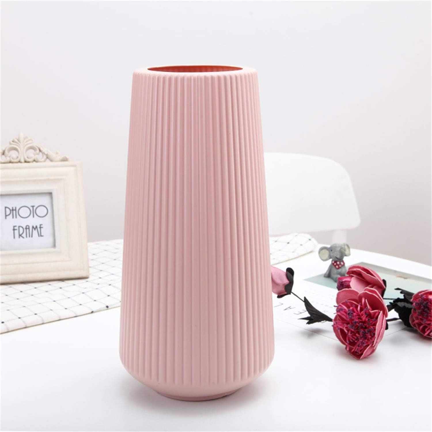 FRAKYEN Florero irrompible para flores de pampas, jarrón geométrico para arreglo floral, contenedor para decoración de oficina en el hogar